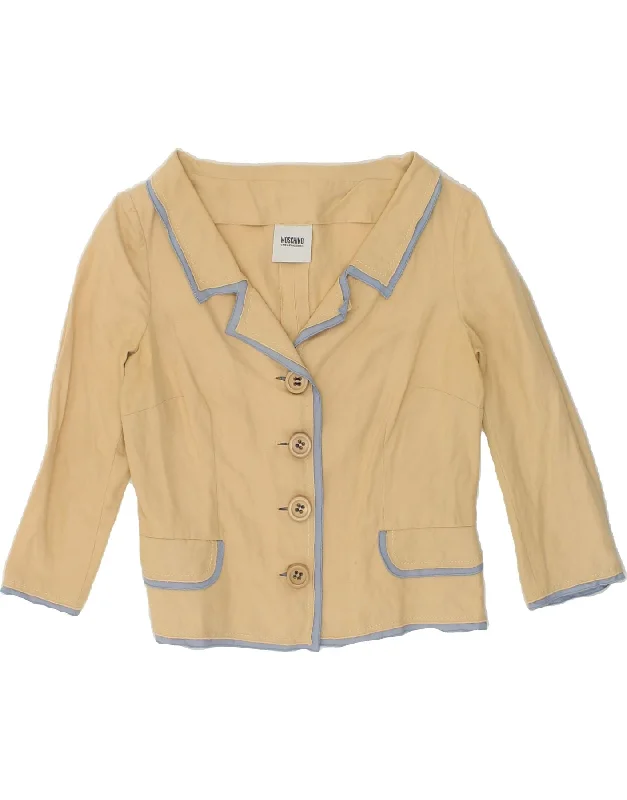 MOSCHINO Womens 3/4 Sleeve 4 Button Blazer Jacket UK 12 Medium Beige