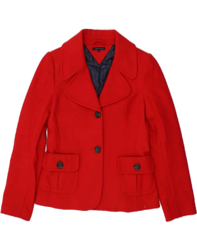 TOMMY HILFIGER Womens 2 Button Blazer Jacket UK 10 Small  Red Wool