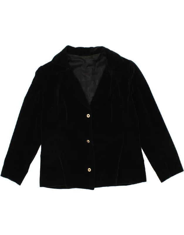 VINTAGE Womens 3 Button Blazer Jacket UK 14 Medium Black