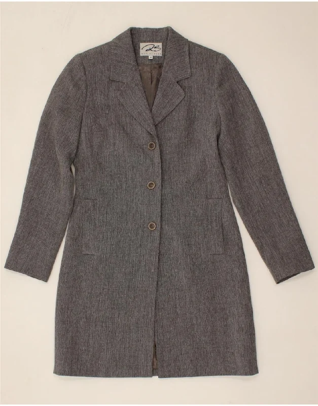 VINTAGE Womens Longline 3 Button Blazer Jacket EU 36 Small Grey