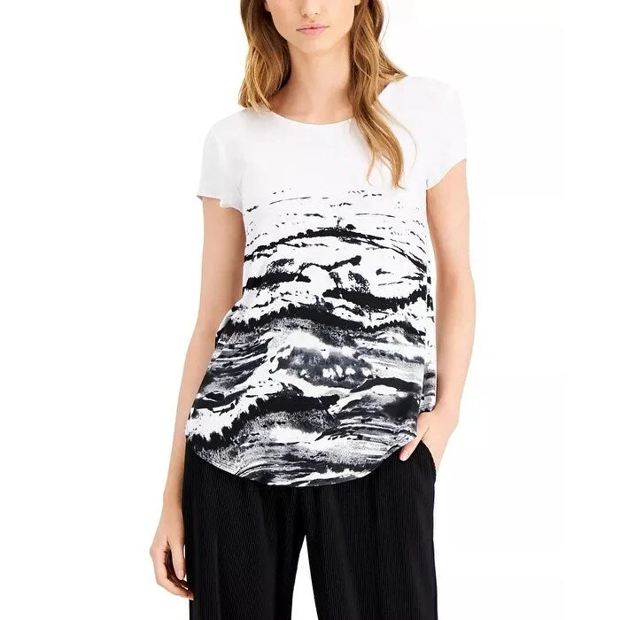 Alfani Women's Print T-Shirt Black Size XX Large - XX-Large