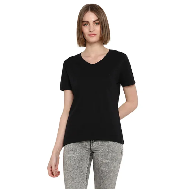 Black Tape Women's V-Neck T-Shirt Black Size Extra Small - X-Small