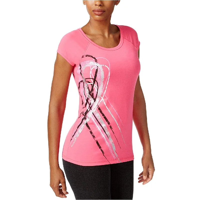 Ideology Women's BCRF Jersey Printed T-Shirt Molten Pink Size Small