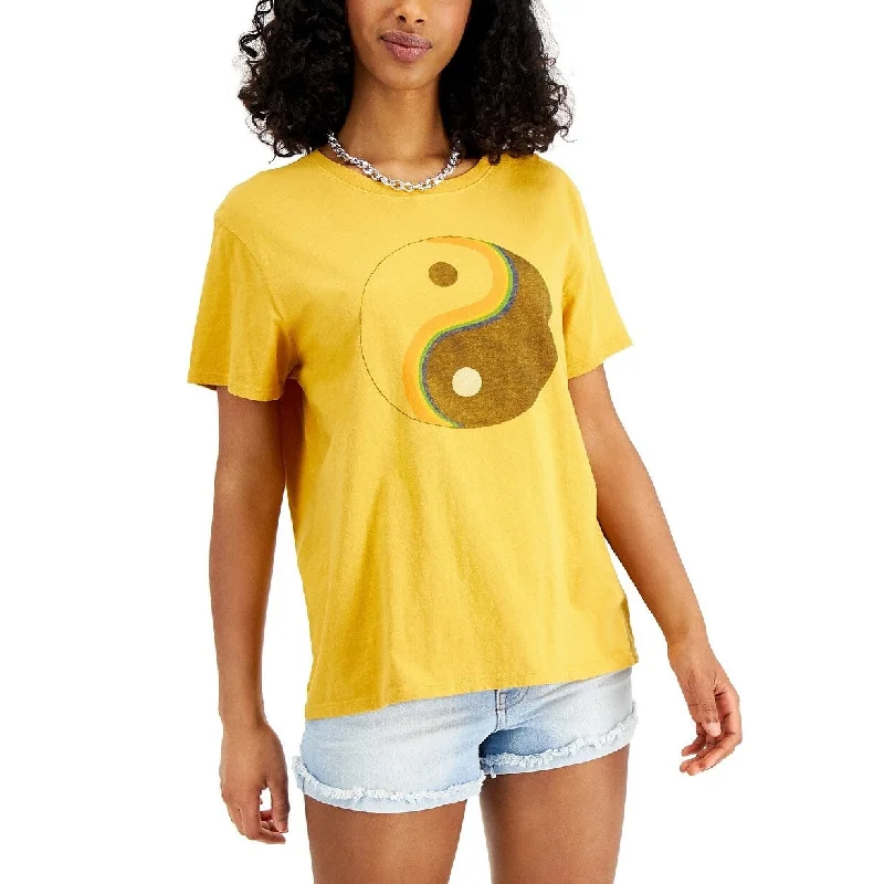 Junk Food Women's Yin Yang Graphic Cotton T-Shirt Gold Size X-Large - XL