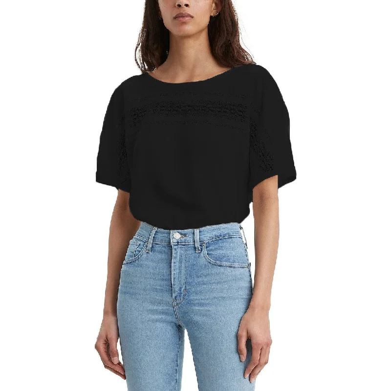 Levi's Women's Noe Lace-Contrast T-Shirt Black Size Small