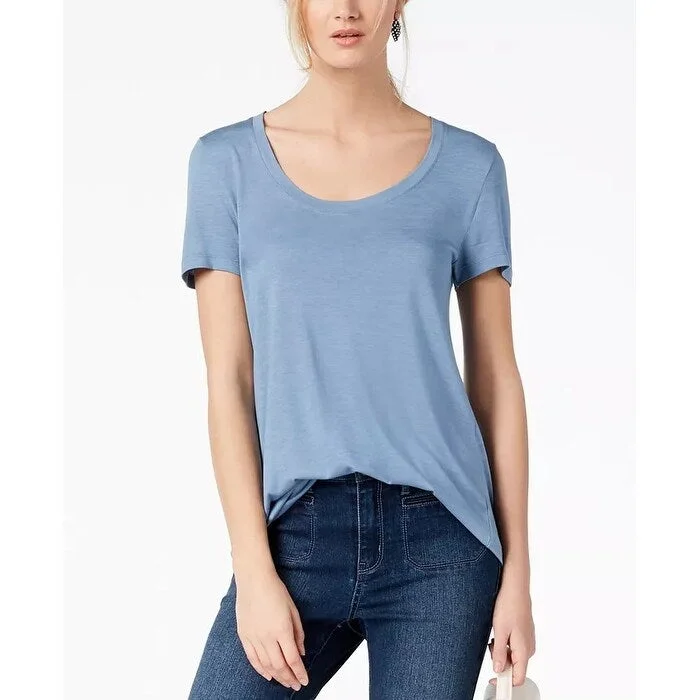 Maison Jules Women's Scoop-Neck T-Shirt Blue Size Large