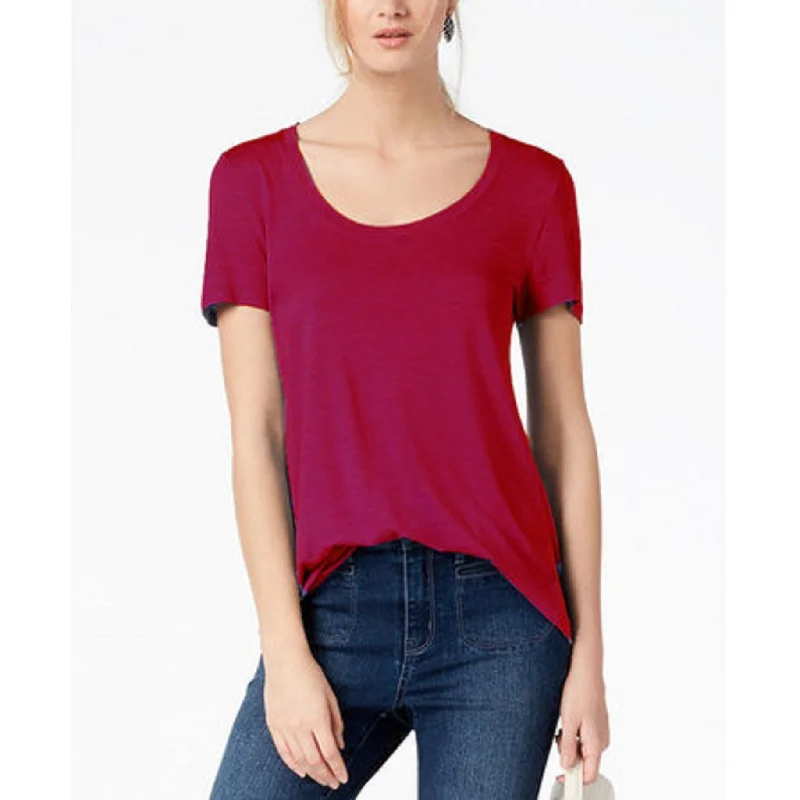 Maison Jules Women's Scoop-Neck T-Shirt Red Size Extra Large - X-Large