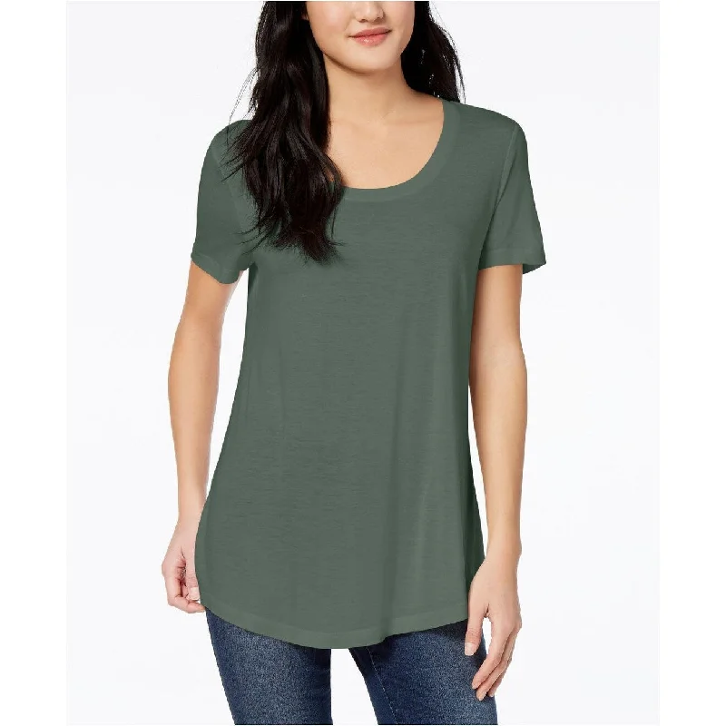 Maison Jules Women's Scoop-Neck T-Shirt Sage Size Medium