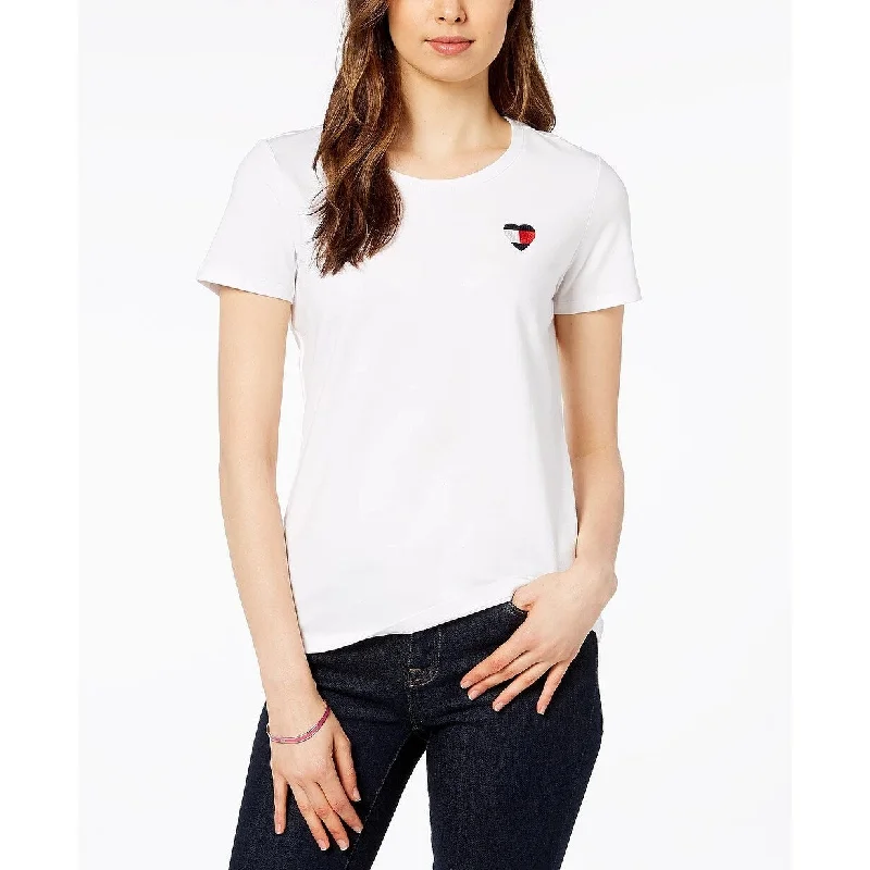 Tommy Hilfiger Women's Heart Logo T-Shirt White Size X-Small - XS