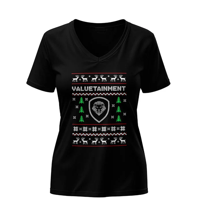 Women's Valuetainment Christmas Black Short Sleeve T-Shirt