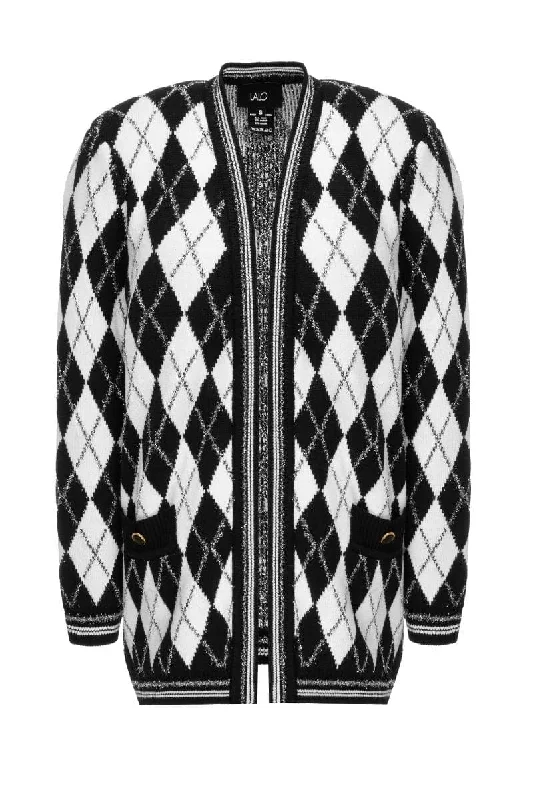 CHECKERS LONG LINE CARDIGAN