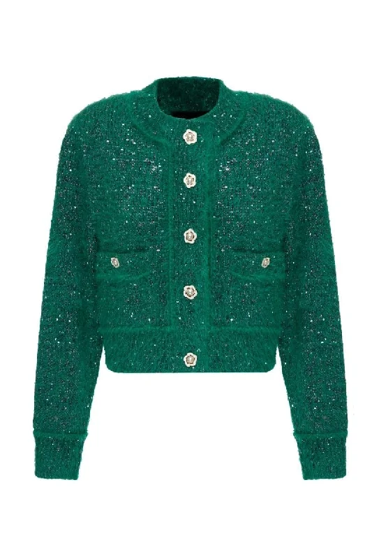 GREEN CROPPED CARDIGAN