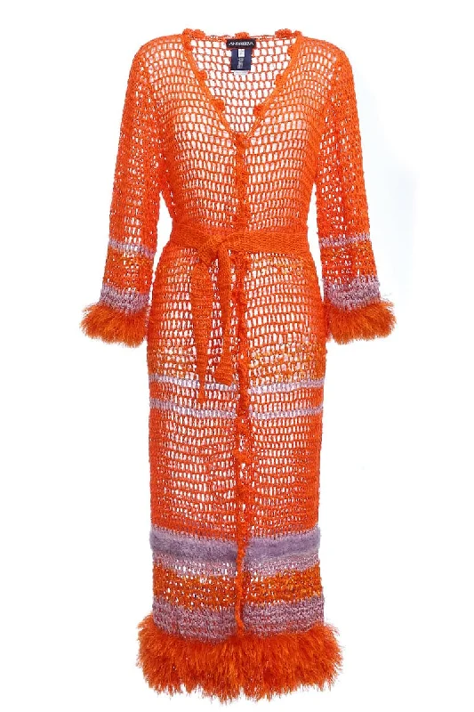 MALVA ORANGE HANDMADE CROCHET CARDIGAN