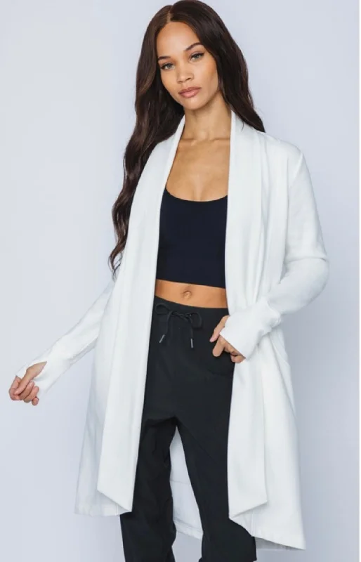 90 Degree by Reflex Lifestyle Long Athlesiure Cardigan : Off White