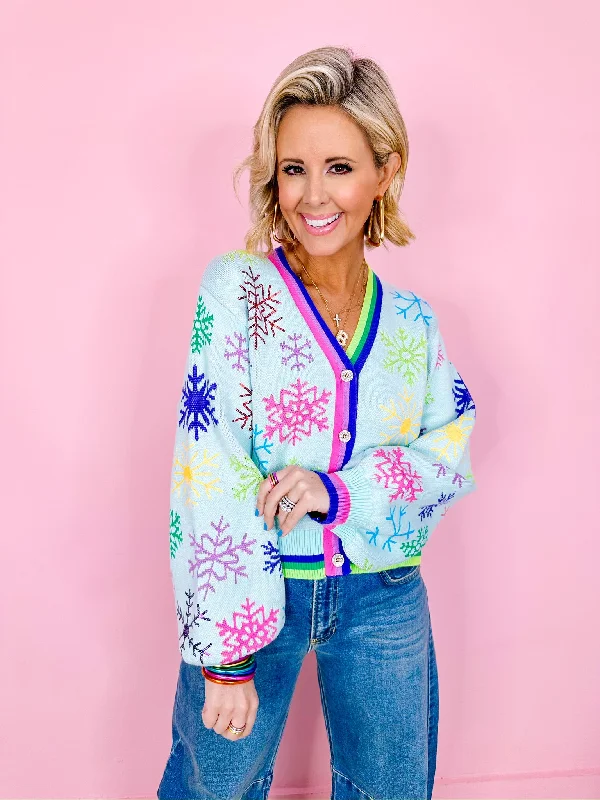 RAINBOW SNOWFLAKE CARDIGAN - BLUE