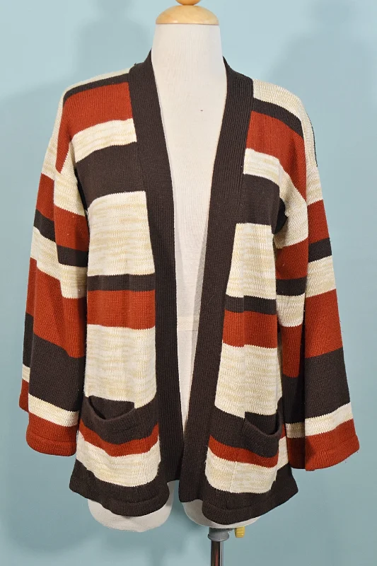 Vintage 60s/70s Striped Cardigan Sweater L